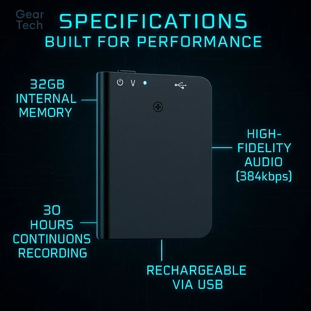 Dictaphone numérique 16 Go compact avec activation vocale et 50 heures d'autonomie idéal pour étudiants et réunions | Koossa