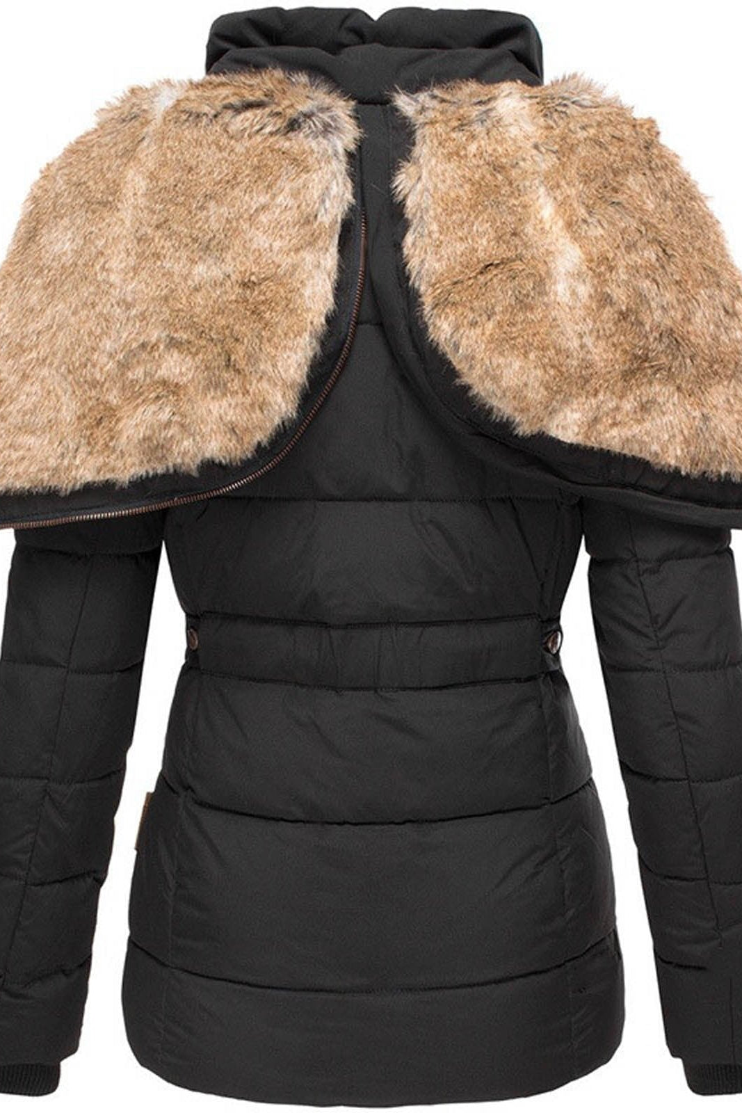 Women's Quilted Puffer Coat with Faux Fur Trimmed Hood | Fitted Winter Jacket for Cold Weather Elegance | Koossa