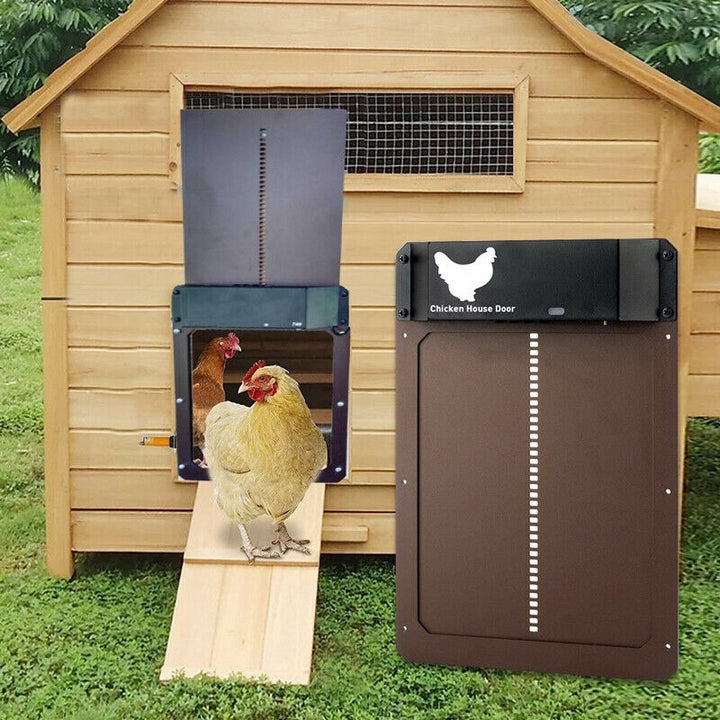 Automatic Chicken Coop Door Light Sensor Timer Battery Powered Weatherproof Green Coop Door Opener Poultry Safety | Koossa
