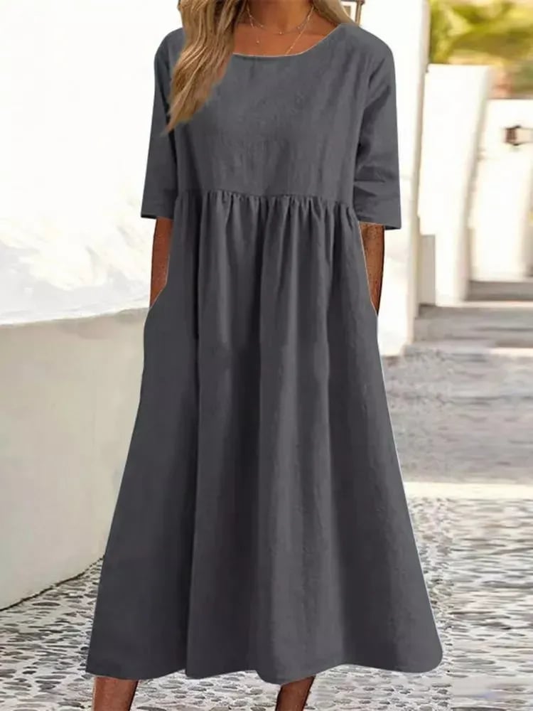Women's Breathable Summer Midi Dress — Elegant Pleated Dress for Garden Parties & Seaside Occasions | Koossa