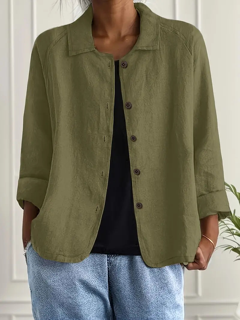Women's Long Sleeve Shirt — Classic Breathable Button-Through Blouse for Everyday Comfort & Relaxed Tailoring | Koossa