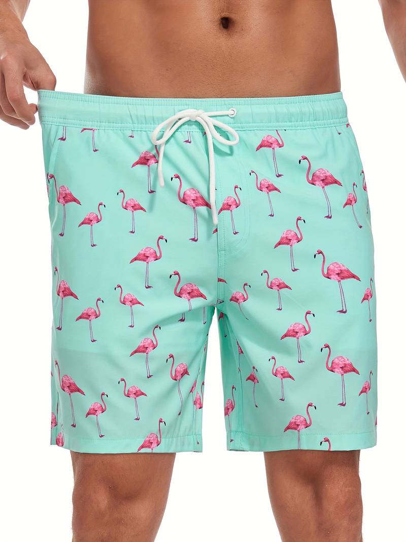 Men's Quick-Dry Swim Shorts in Lightweight Fabric | Relaxed Fit Mid-Thigh Beach Trunks with Elasticated Drawstring Waist and Side Pockets for Holiday Swimming Pool Summer | Koossa