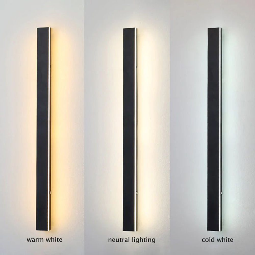 Applique murale LED extérieure verticale noire aluminium IP65 30–200 cm façade jardin allée éclairage moderne | Koossa