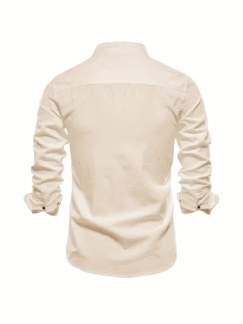 Men's Slim Fit Long Sleeve Shirt in Cotton Blend | Classic Tailored Collar | Smart Casual Workwear | Koossa