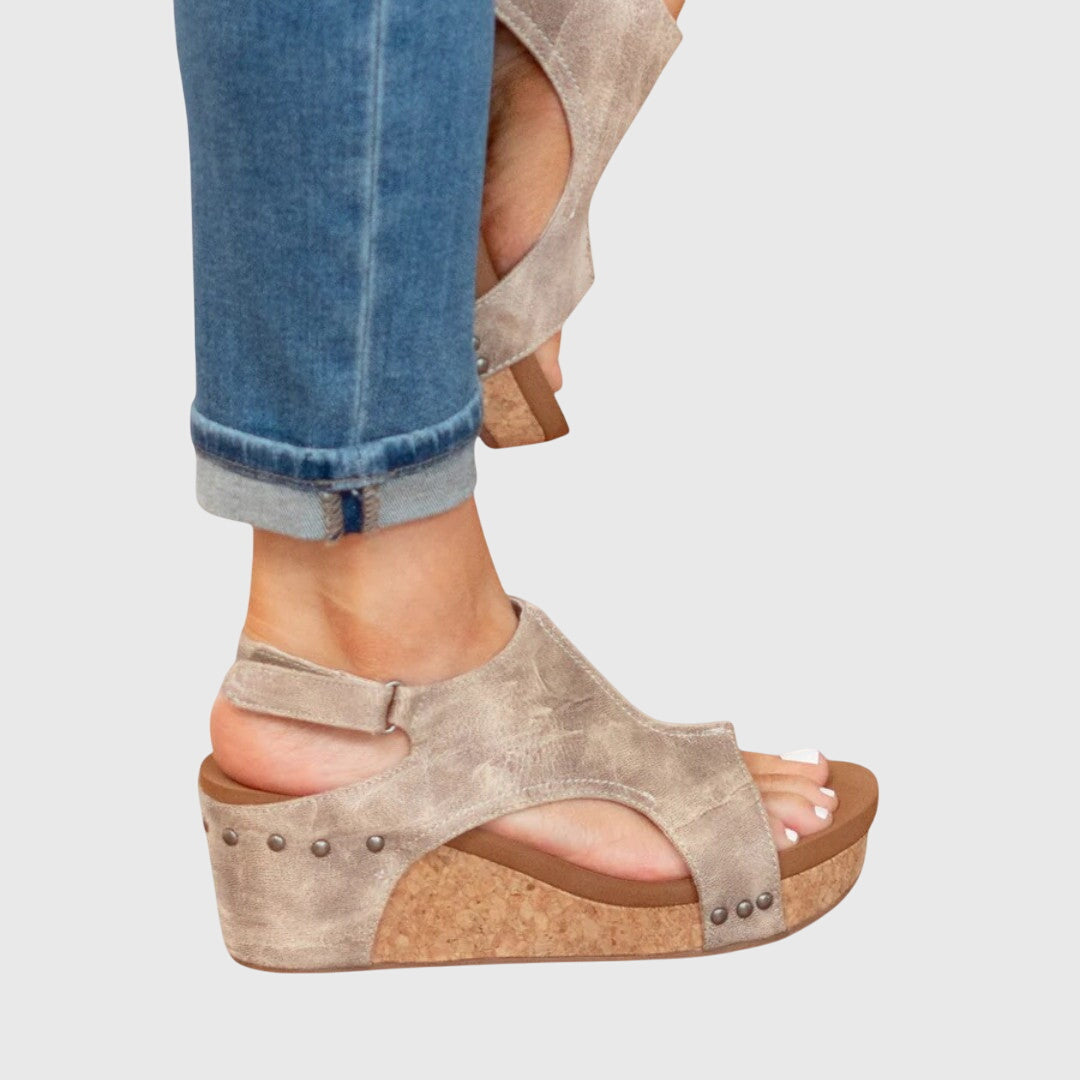 Women's Open-Toe Platform Sandals in Soft Leather | Supportive Elevated Sole for Everyday Comfort and Warm-Weather Style | Koossa