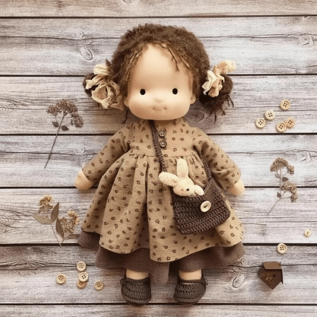 Handmade Cotton Waldorf Doll, Soft Cloth Baby Doll for Toddlers & Preschoolers, Natural Fabric Stuffed Toy for Imaginative Play | Lonoma