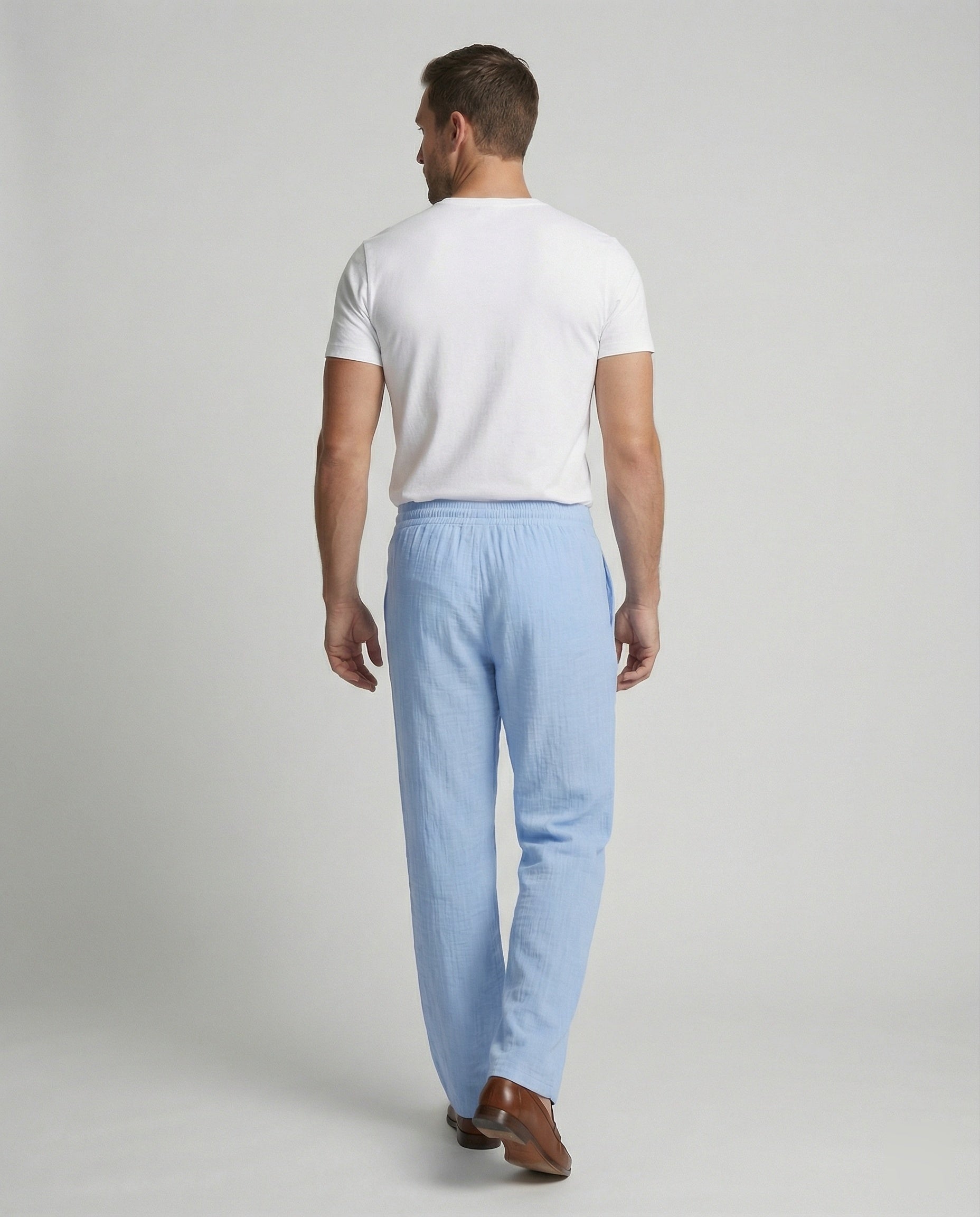 Men's Relaxed Fit Straight Leg Drawstring Trousers — Lightweight Casual Trousers for Everyday Comfort & Weekend Wear | Koossa
