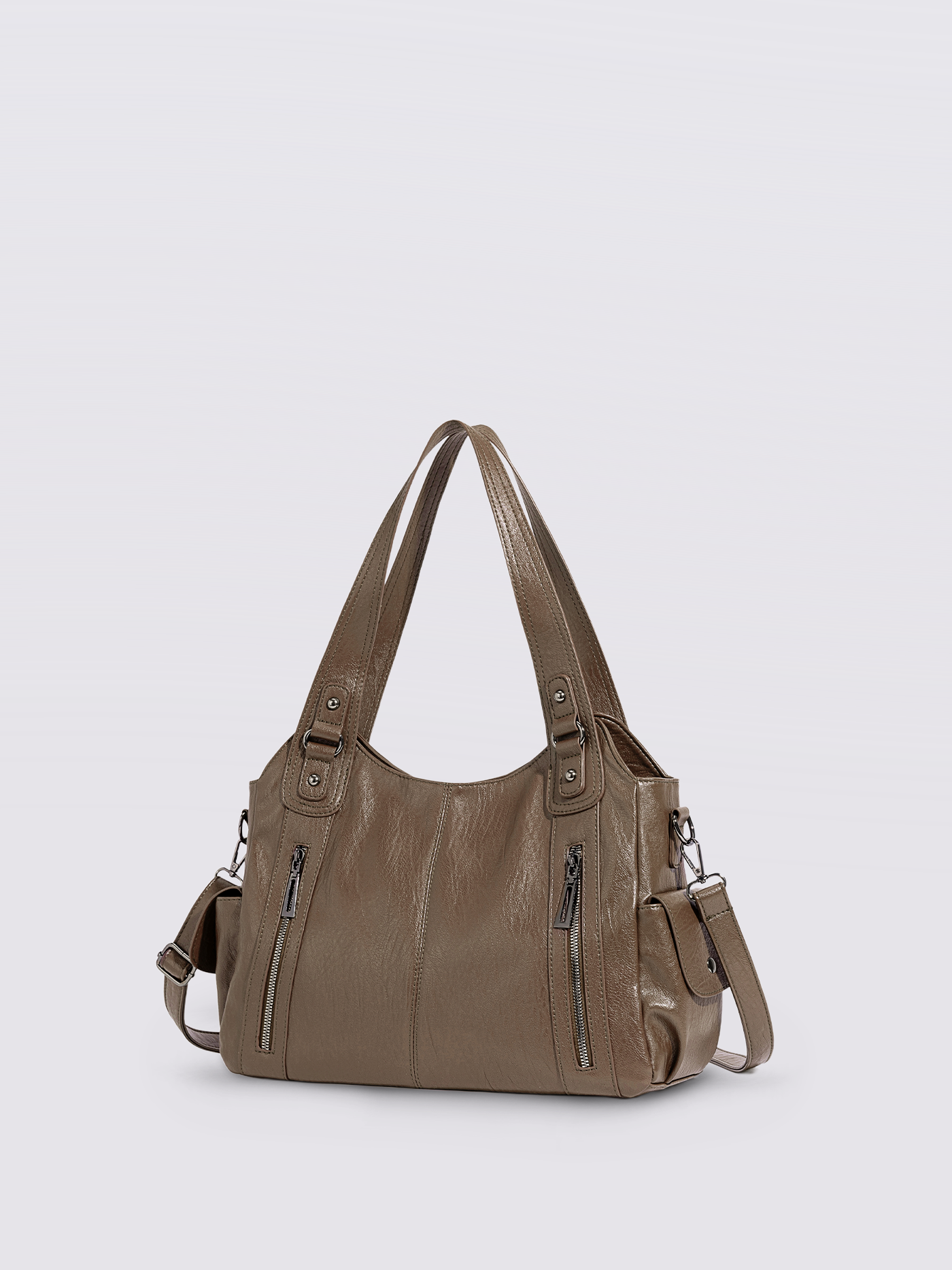 Structured Leather-Look Tote with Detachable Crossbody Strap in Black for Work and Weekend | Koossa