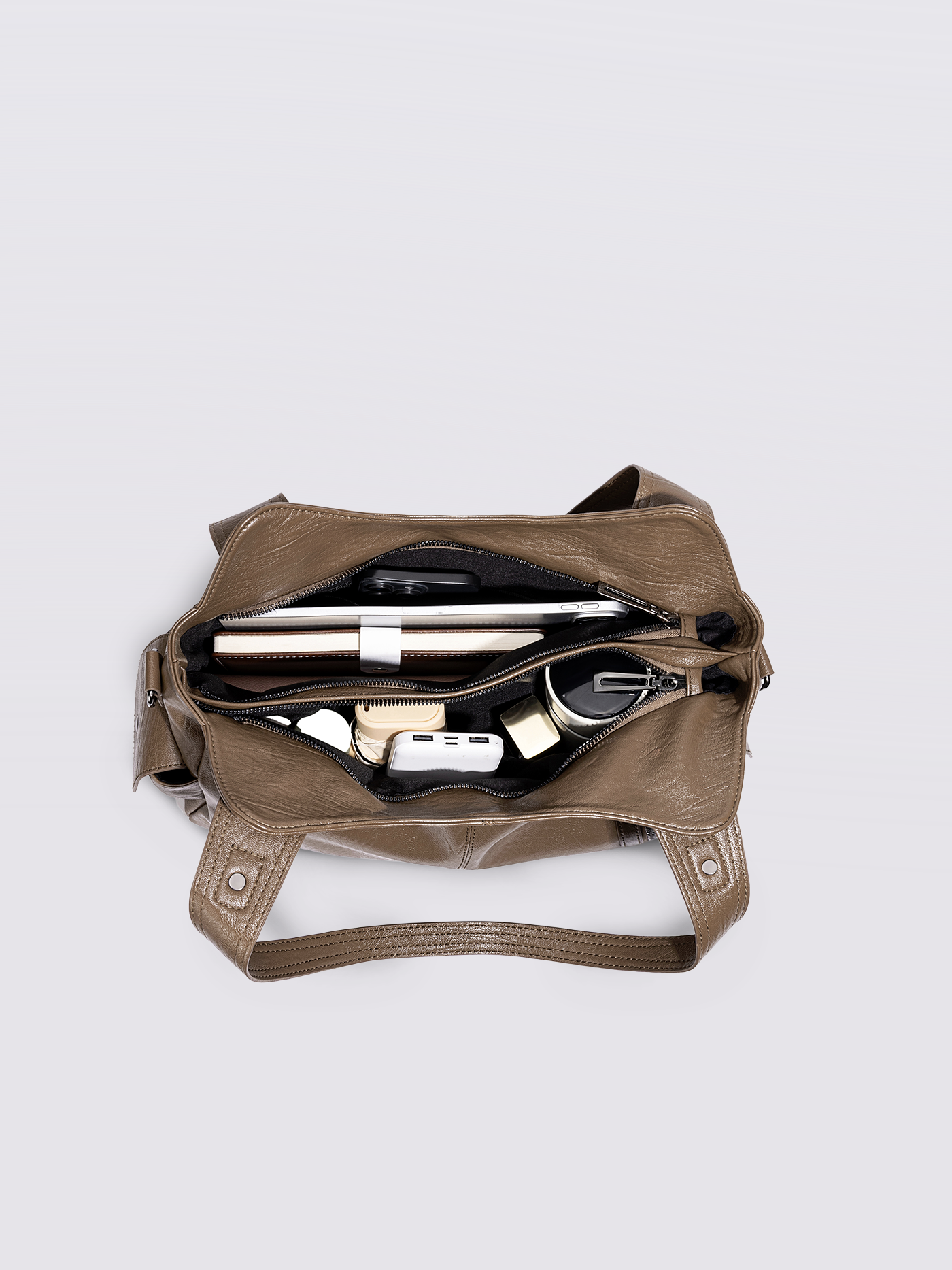 Structured Leather-Look Tote with Detachable Crossbody Strap in Black for Work and Weekend | Koossa