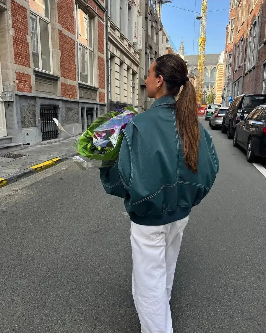 Women's Black Oversized Jacket — Contemporary Relaxed Fit for Autumn, Winter & Spring Outings | Koossa