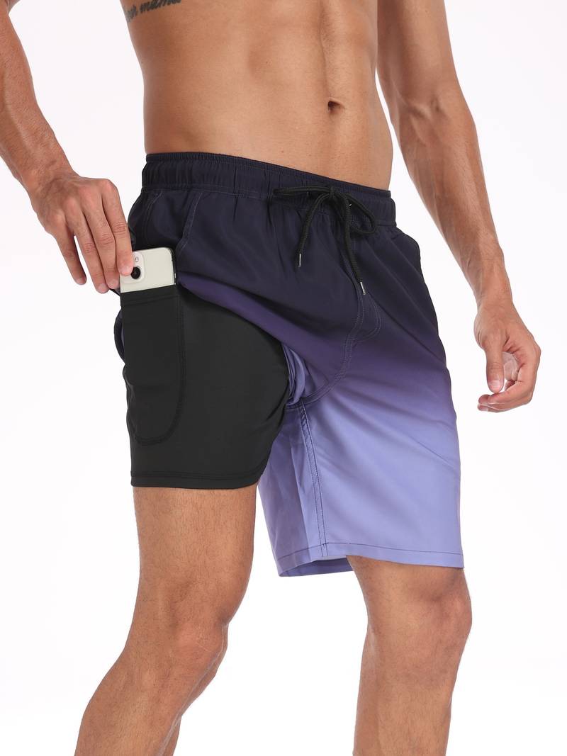Men's Quick-Dry Swim Shorts in Lightweight Fabric | Relaxed Fit Mid-Thigh Beach Trunks with Elasticated Drawstring Waist and Side Pockets for Holiday Swimming Pool Summer | Koossa