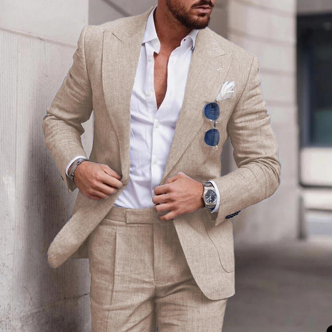 Men's Two-Piece Tailored Suit — Classic Formal Suit for Beach Weddings & Summer Celebrations | Koossa