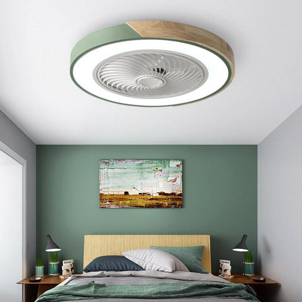 Ventilateur de Plafond LED Silencieux sans Pales 50 cm Dimmable Effet Bois avec Minuterie et Télécommande | Koossa