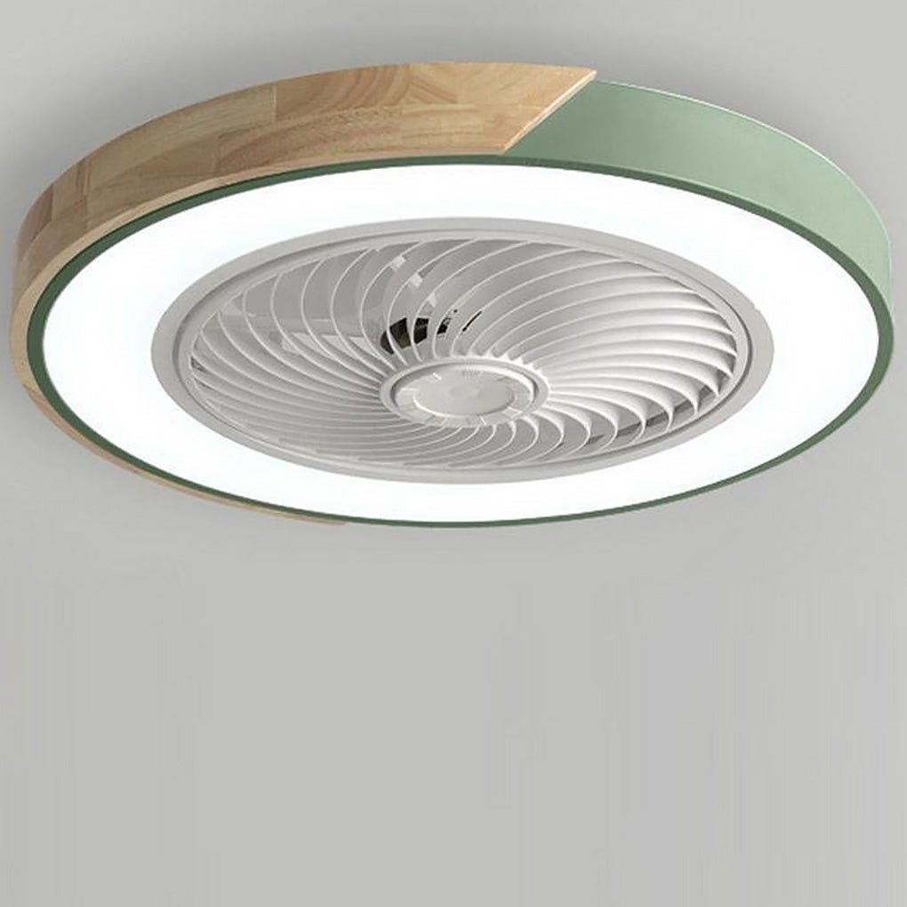Ventilateur de Plafond LED Silencieux sans Pales 50 cm Dimmable Effet Bois avec Minuterie et Télécommande | Koossa