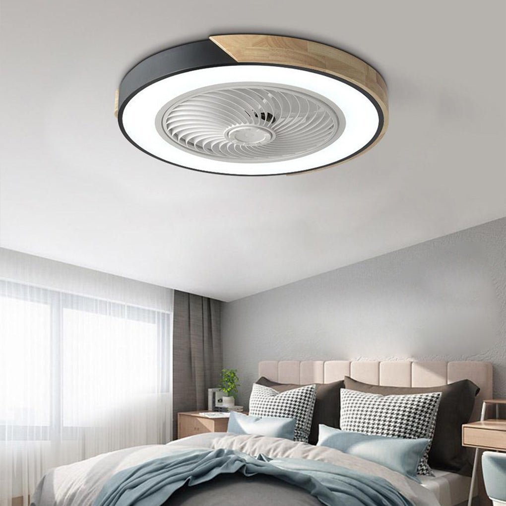 Ventilateur de Plafond LED Silencieux sans Pales 50 cm Dimmable Effet Bois avec Minuterie et Télécommande | Koossa