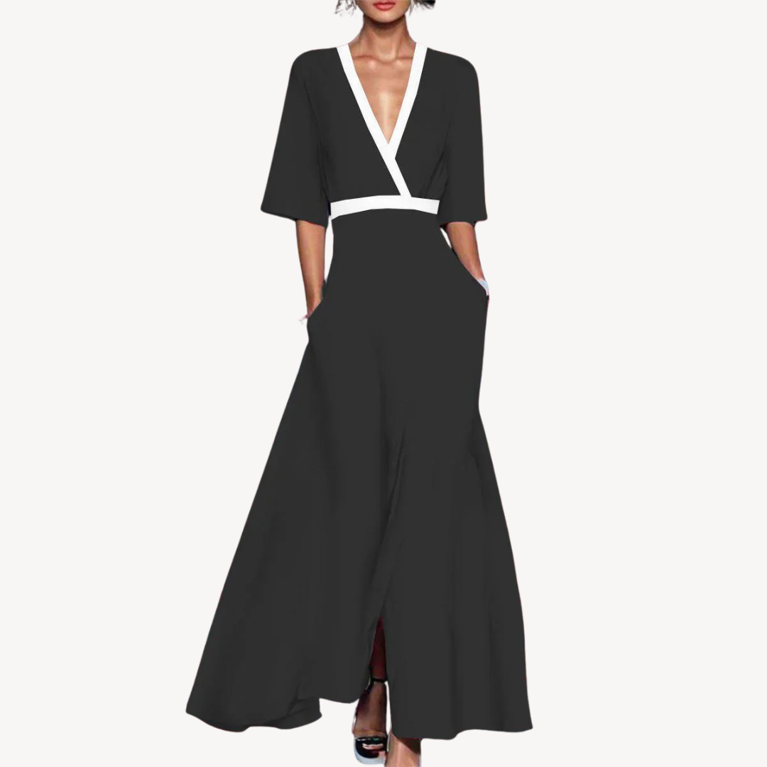 Floor-Length Evening Gown with Fitted Bodice and Flowing Skirt | Formal Occasion Dress for Weddings, Dinners, and Celebrations | Koossa