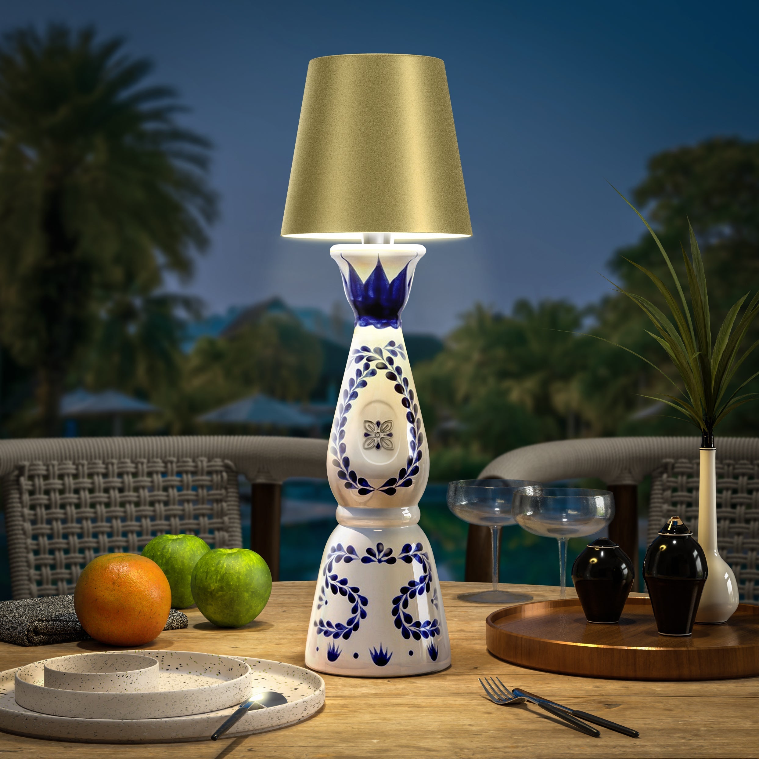 Lampe bouteille sans fil rechargeable LED noir 3000K USB-C pour décoration de table bar restaurant ambiance | Koossa