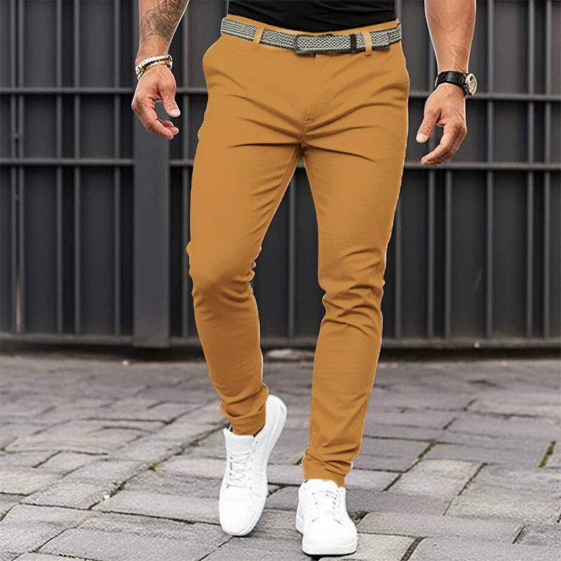 Men's Tapered Stretch Trousers | Dark Grey Slim Leg Jogger-Style Bottoms for Smart Casual Everyday Wear | Koossa