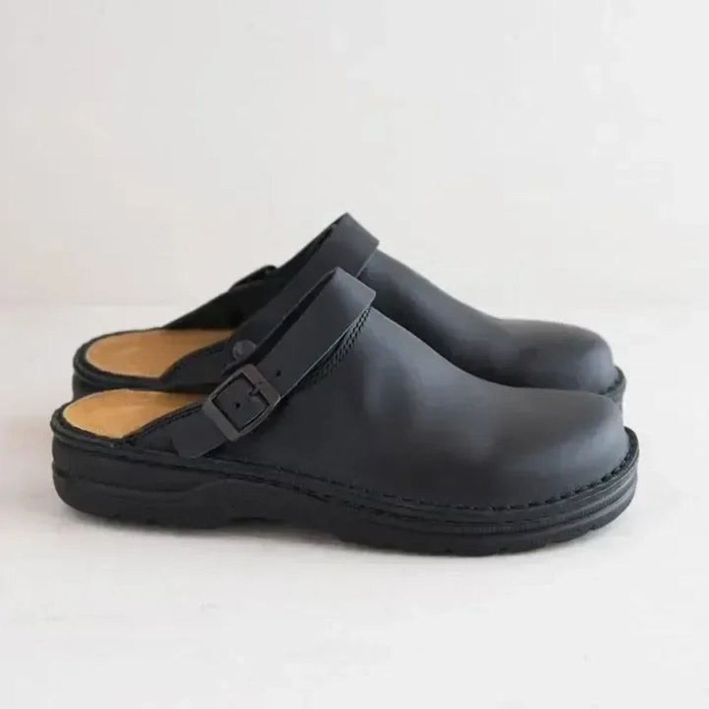 Men's Adjustable Leather Clogs — Everyday Comfort Shoes with Cushioned Footbed & Timeless Design | Koossa