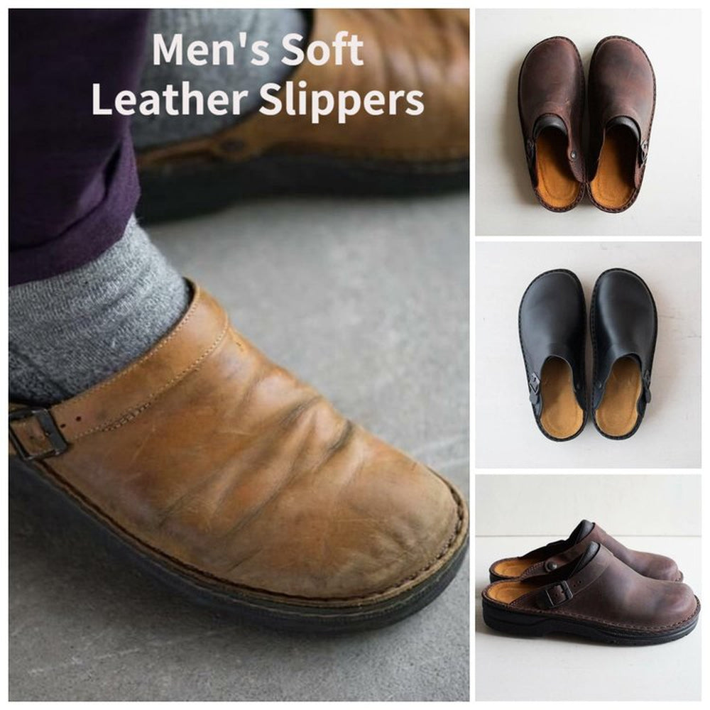 Men's Adjustable Leather Clogs — Everyday Comfort Shoes with Cushioned Footbed & Timeless Design | Koossa