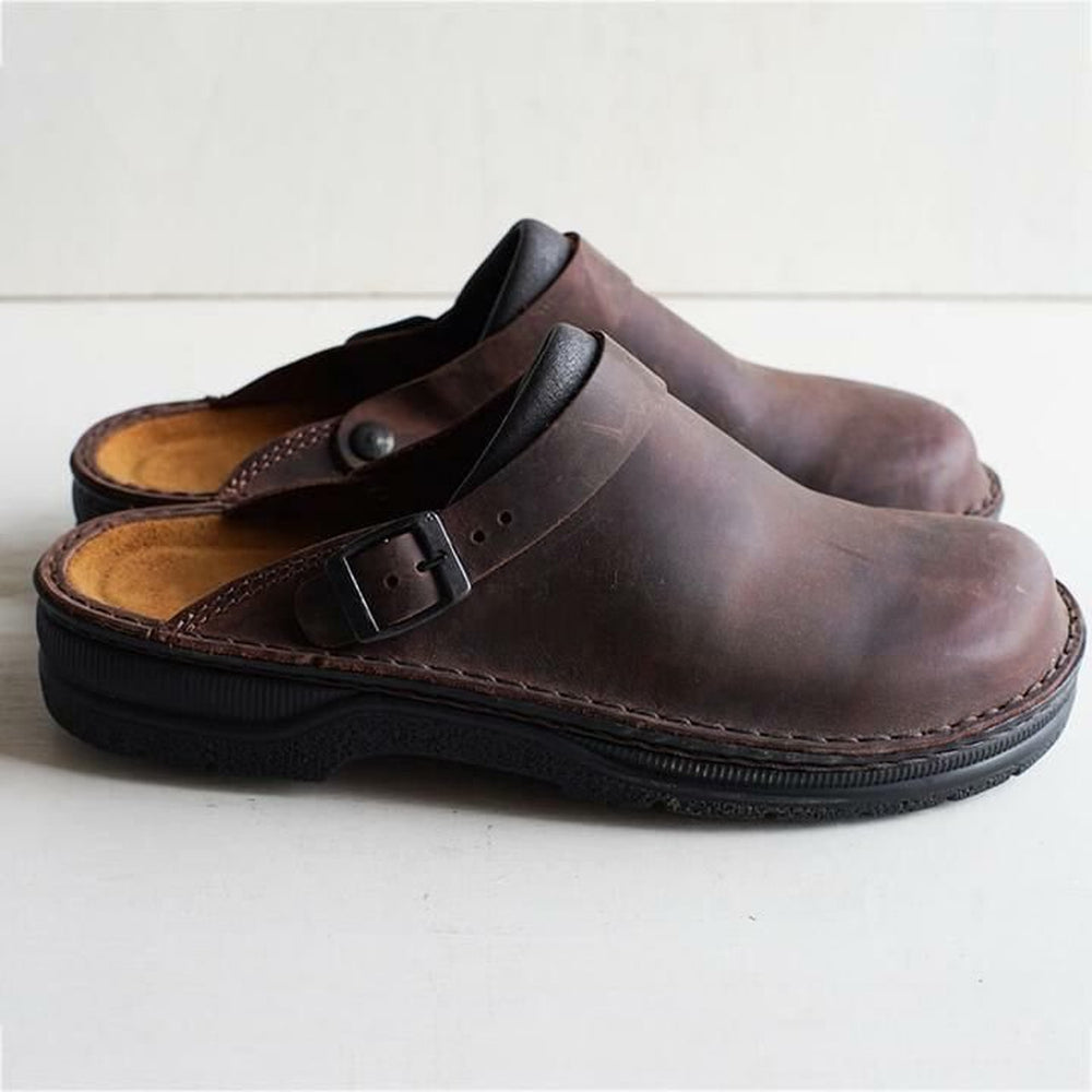 Men's Adjustable Leather Clogs — Everyday Comfort Shoes with Cushioned Footbed & Timeless Design | Koossa