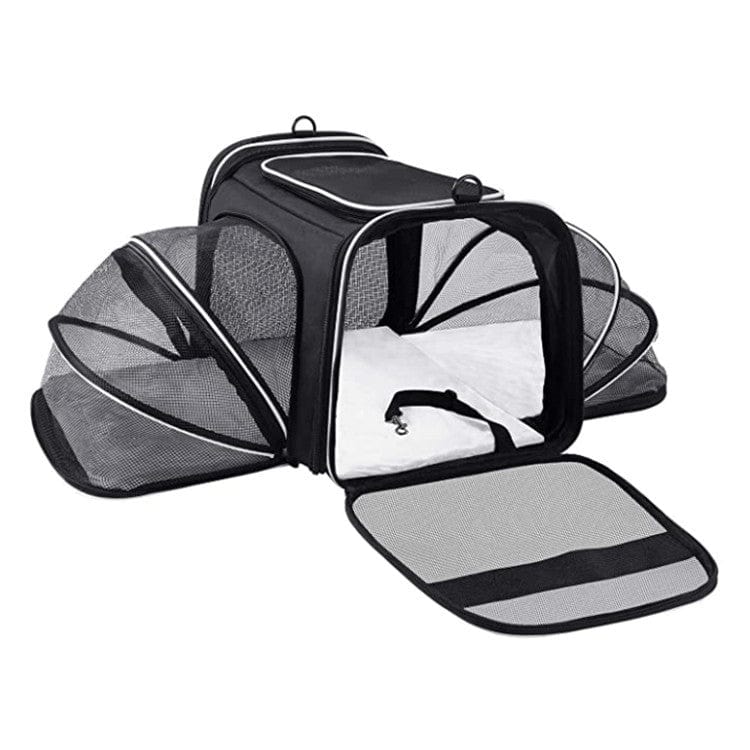Pet Carrier Bag Oxford Fabric Expandable 46x28x28cm Airline Approved 4-Way Entry Breathable Mesh Cat Dog Travel Bag | Koossa