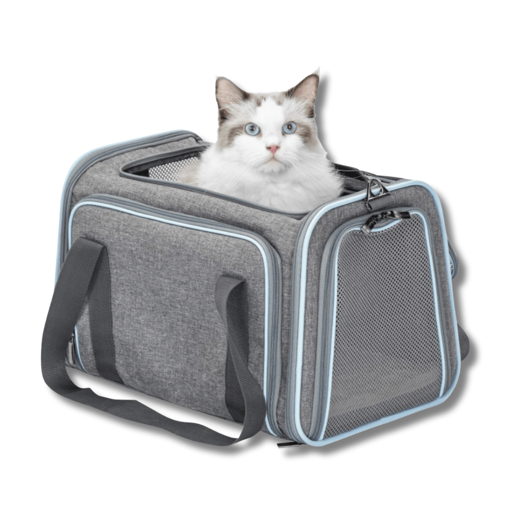 Pet Carrier Bag Oxford Fabric Expandable 46x28x28cm Airline Approved 4-Way Entry Breathable Mesh Cat Dog Travel Bag | Koossa