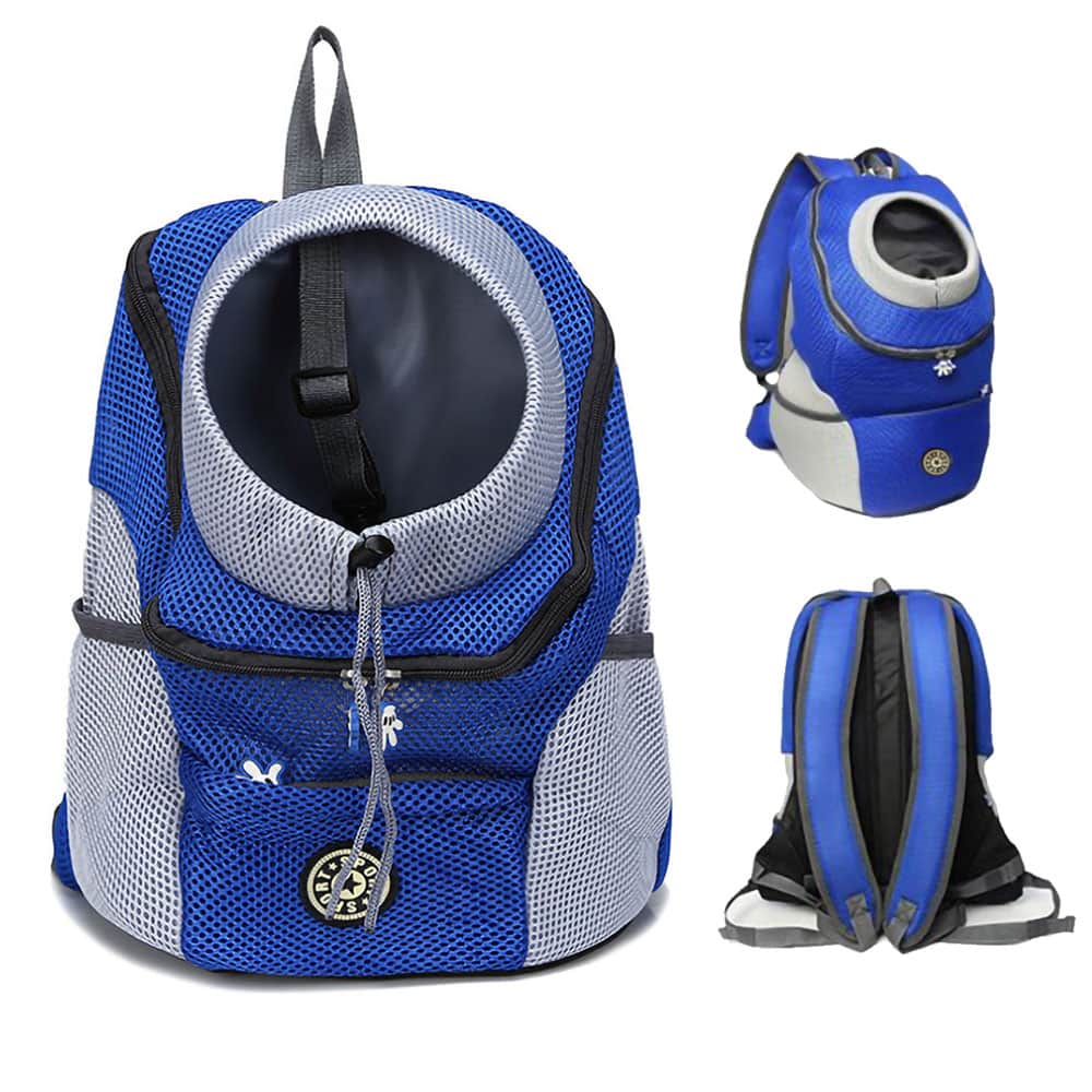 Dog Carrier Backpack Oxford Polyester Breathable Mesh S M L Up to 8kg Safety Leash Padded Hiking Travel Pet Bag | Koossa