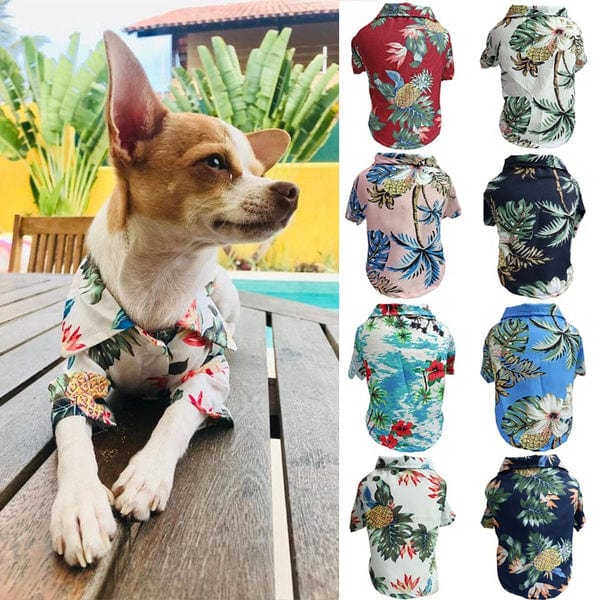 Dog Hawaiian Shirt Lightweight Breathable Tropical Print Button-Down Short Sleeve Summer Dog Top XS–XL Beach Holiday | Koossa