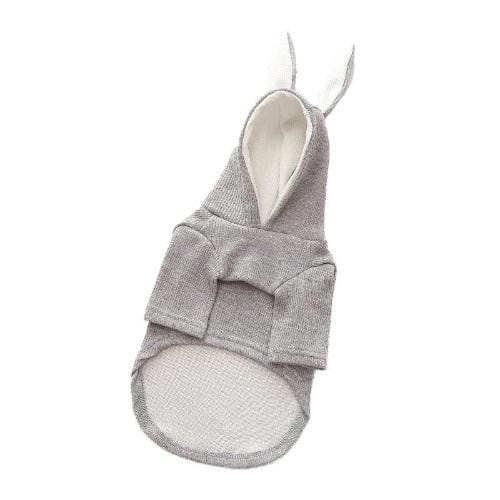 Dog Bunny Hoodie Soft Fleece Rabbit Ear Hood XS–XL Small Medium Dog Jumper Cosy Indoor Outdoor Costume Pink Grey | Koossa