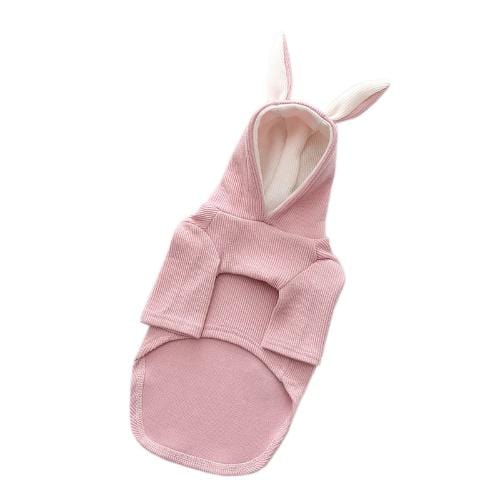 Dog Bunny Hoodie Soft Fleece Rabbit Ear Hood XS–XL Small Medium Dog Jumper Cosy Indoor Outdoor Costume Pink Grey | Koossa