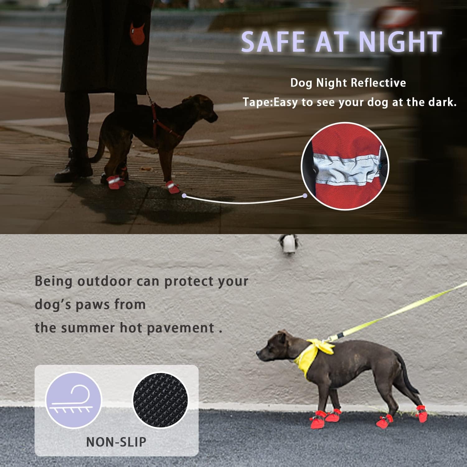 Dog Rain Boots Waterproof Rubber Sole Non-Slip Set of 4 Paw Protector Dog Shoes Mud Salt Snow Winter Walk Small Medium Large | Koossa