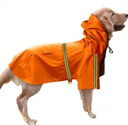 Dog Raincoat Waterproof Polyester Hood Reflective XL–5XL Large Dog Rain Jacket Adjustable Belly Strap Wipe Clean | Koossa