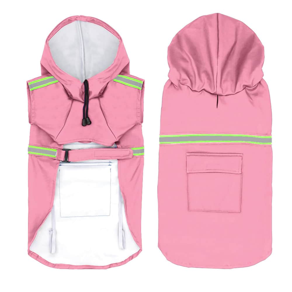 Dog Raincoat Waterproof Polyester Hood Reflective XL–5XL Large Dog Rain Jacket Adjustable Belly Strap Wipe Clean | Koossa