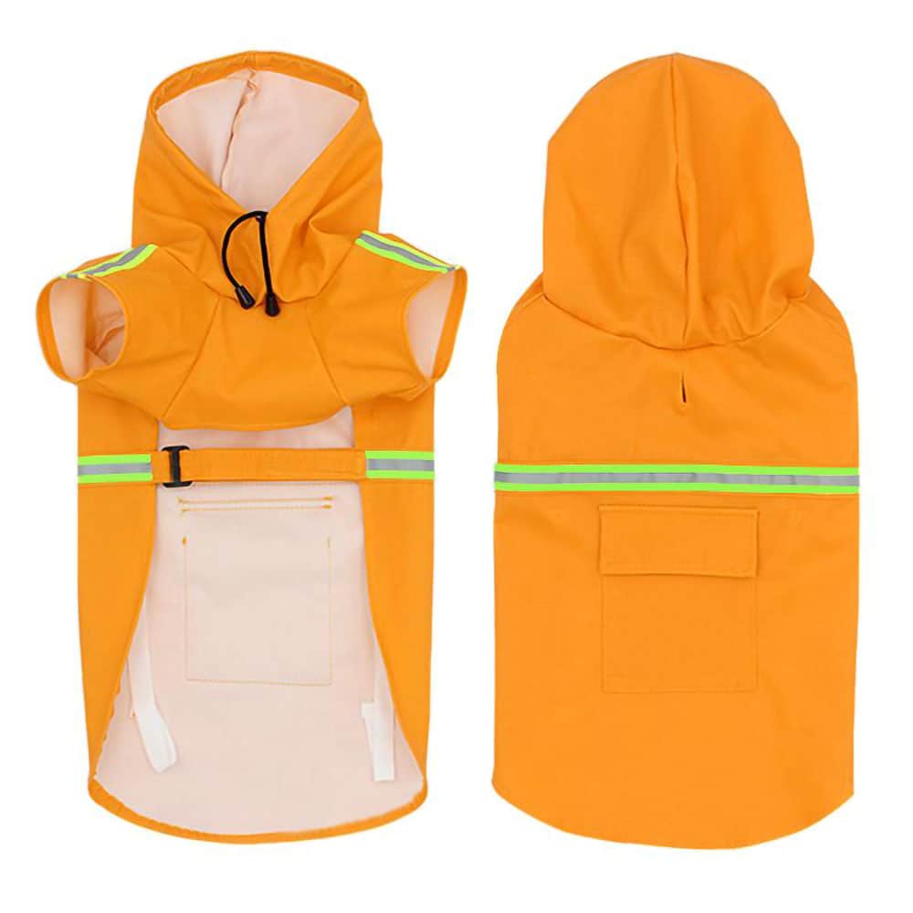 Dog Raincoat Waterproof Polyester Hood Reflective XL–5XL Large Dog Rain Jacket Adjustable Belly Strap Wipe Clean | Koossa