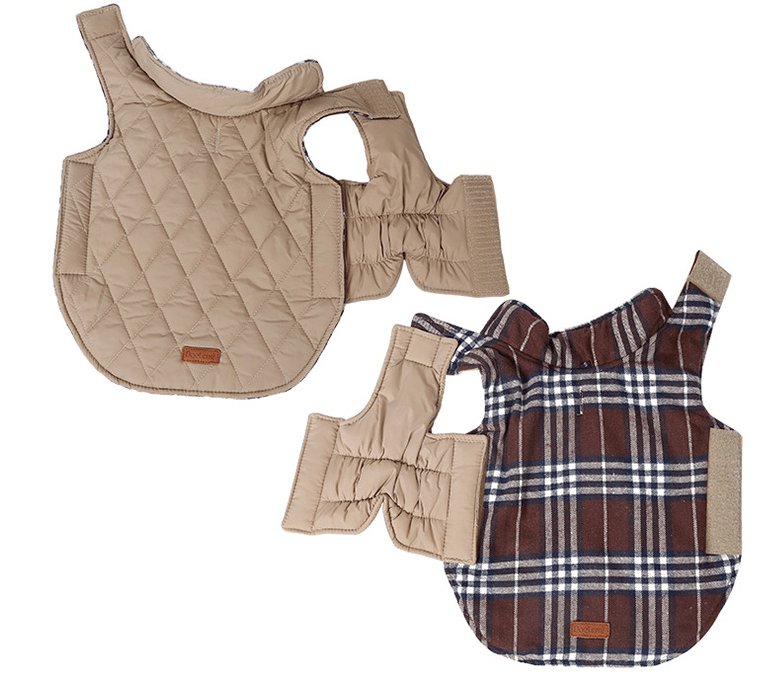 Dog Reversible Coat Warm Padded Two-Sided Winter Jacket Small Medium Large Dog Fleece Quilted Vest Waterproof Windproof Outdoor | Koossa