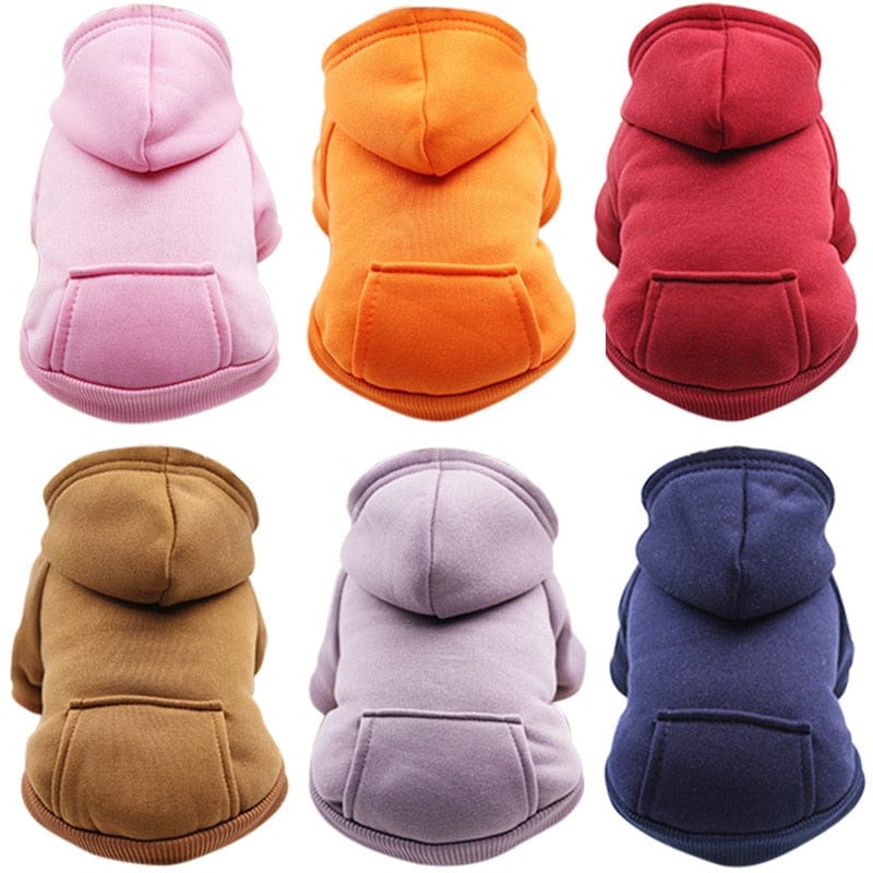 Dog Hoodie Soft Polyester Fleece Lined XS–XXL Small Large Dog Jumper Warm Winter Sweatshirt Pink Navy Red Orange | Koossa
