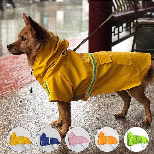 Dog Raincoat Waterproof Hooded Reflective Lightweight Rain Jacket Small Medium Large Dog Poncho Outdoor Walk Yellow Orange Blue Pink Green | Koossa