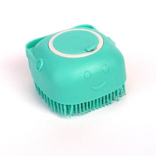 Dog Bath Brush Shampoo Dispenser 2-in-1 Soft Rubber Bristle Scrub Massage Grooming Brush Small Medium Large Dogs Blue Pink Yellow | Koossa