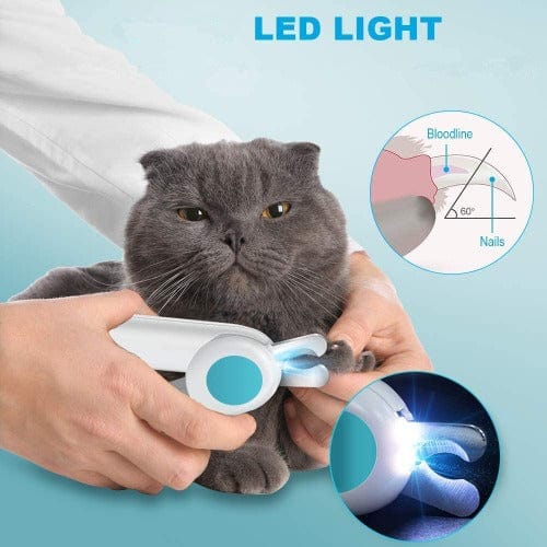 Pet Nail Clipper Stainless Steel LED Light Ergonomic Non-Slip Dog Cat Nail Scissors Claw Trimmer Quick Finder | Koossa