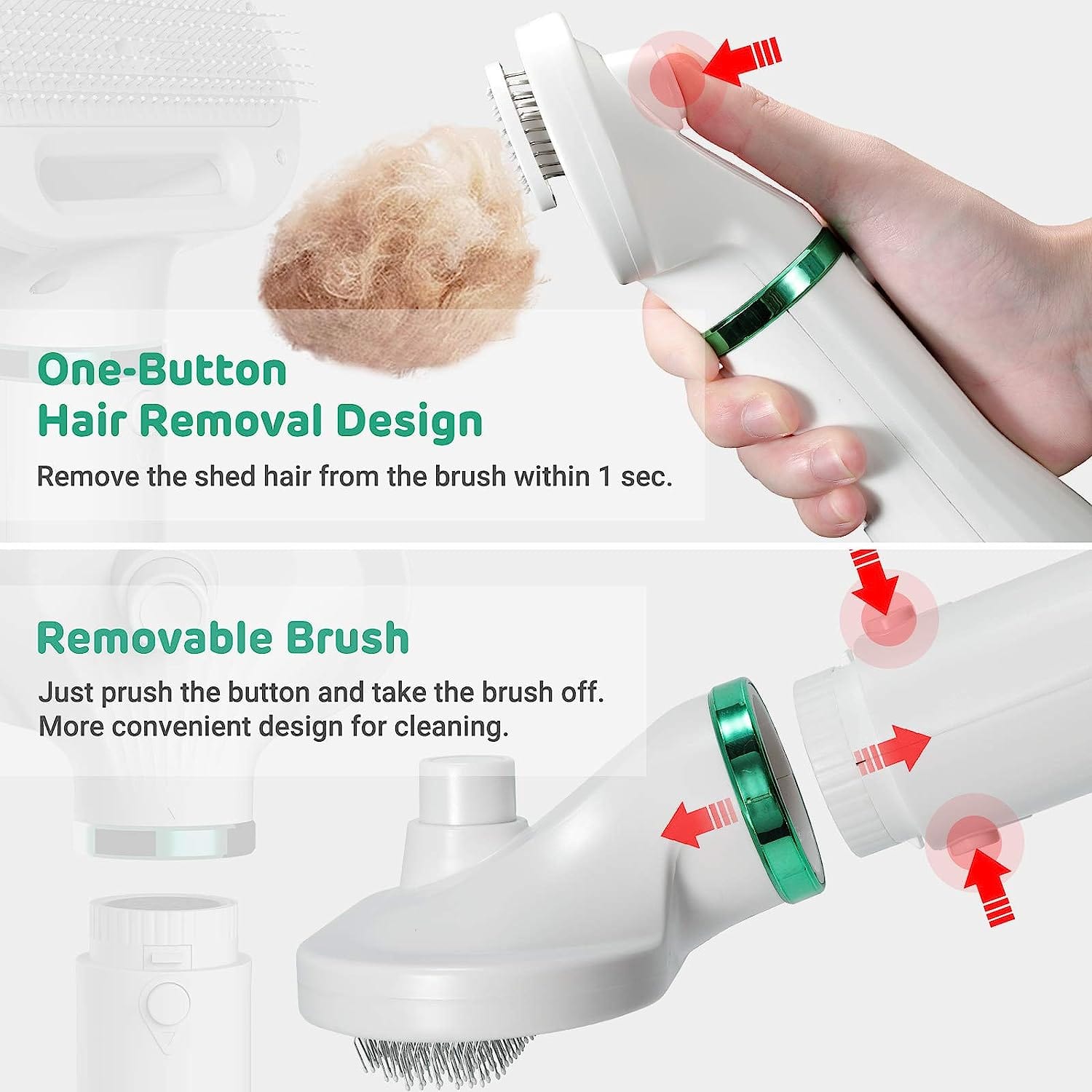 Pet Hair Dryer Comb 2-in-1 Stainless Steel 3-Speed 3-Temp 39–59°C 28cm Grooming Blow Dryer Dog Cat All Coat Types | Koossa