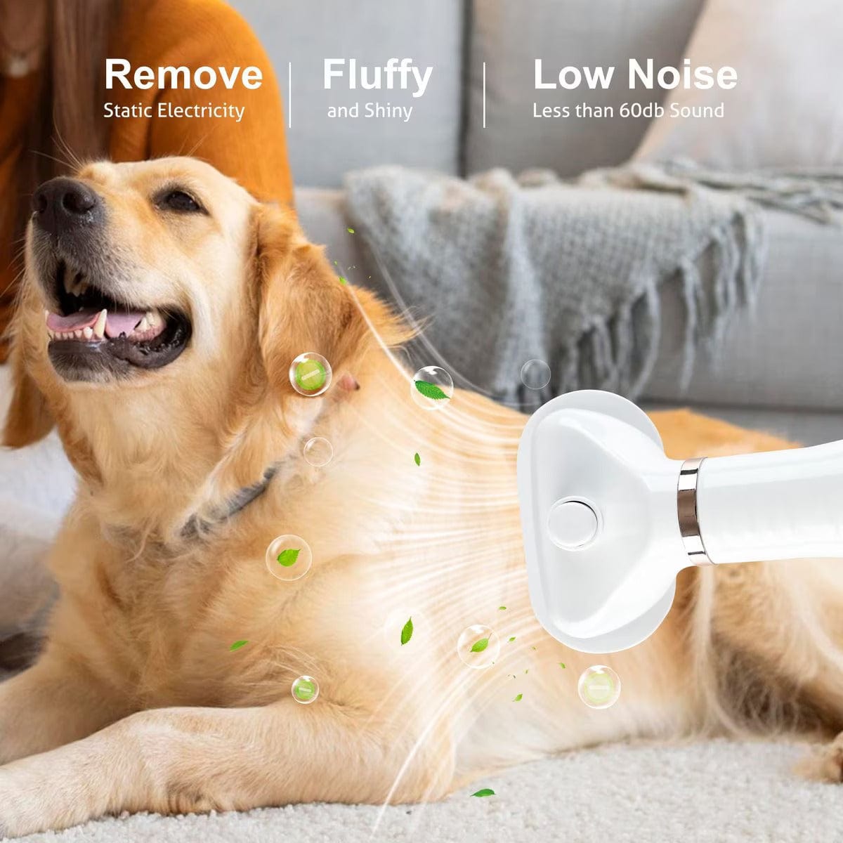 Pet Hair Dryer Comb 2-in-1 Stainless Steel 3-Speed 3-Temp 39–59°C 28cm Grooming Blow Dryer Dog Cat All Coat Types | Koossa