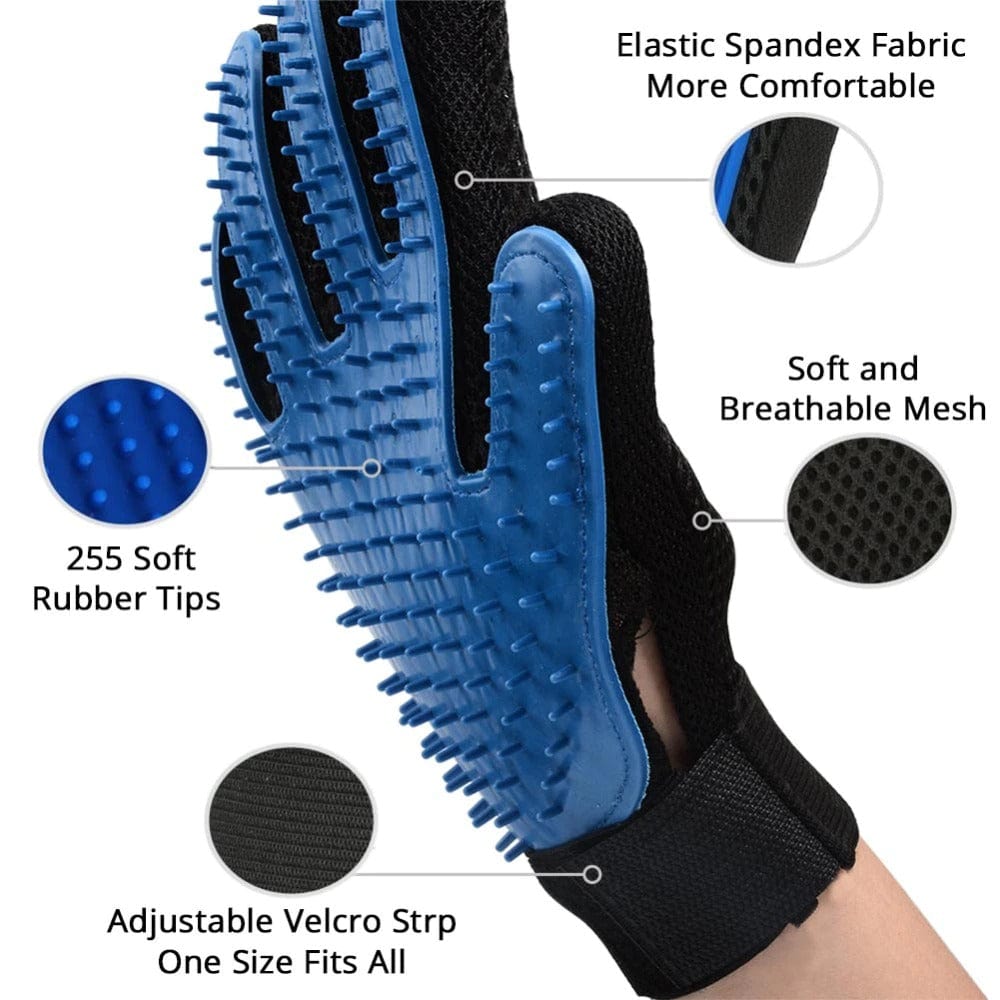 Pet Grooming Glove Silicone Bristles Adjustable Wrist Strap Deshedding Massage Cat Dog All Coat Types Washable | Koossa