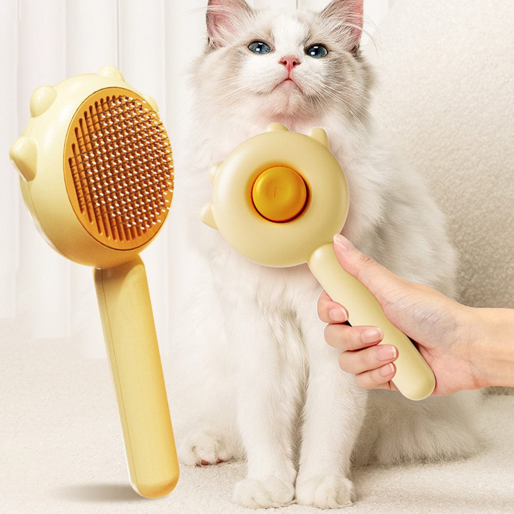 Cat Dog Self-Cleaning Grooming Brush One-Click Hair Removal Curved Bristles Non-Slip Massage Comb Deshedding Tool | Koossa