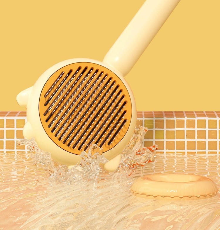 Cat Dog Self-Cleaning Grooming Brush One-Click Hair Removal Curved Bristles Non-Slip Massage Comb Deshedding Tool | Koossa