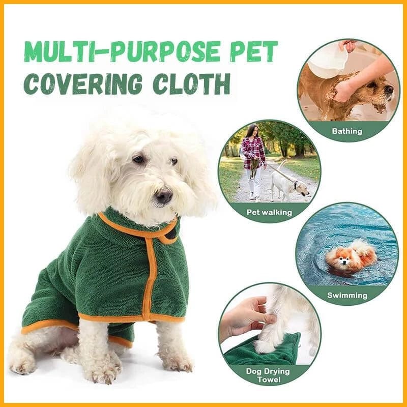 Dog Bath Towel Robe Microfibre Wrap XS–XL Velcro Fast-Dry Absorbent Bathrobe Post-Bath Drying Coat 6–90kg | Koossa