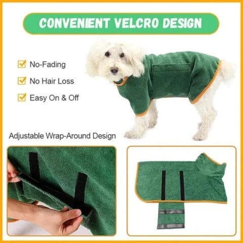 Dog Bath Towel Robe Microfibre Wrap XS–XL Velcro Fast-Dry Absorbent Bathrobe Post-Bath Drying Coat 6–90kg | Koossa