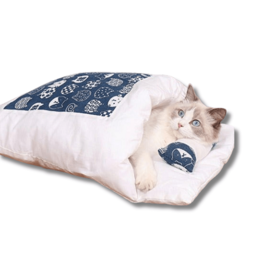 Cat Cave Bed Self-Warming Cotton Hooded Calming Cat Sleeping Bag Anti-Anxiety Nest Indoor Cosy Enclosed Cat Hideaway | Koossa