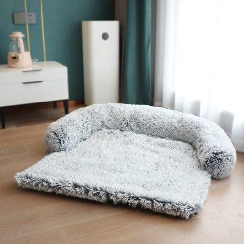 Dog Sofa Protector Plush Faux Fur Calming Couch Cover Removable Washable Bolster Anti-Anxiety Pet Sofa Cover Small Medium Large Breeds | Koossa