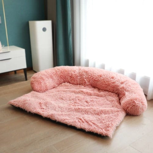 Dog Sofa Protector Plush Faux Fur Calming Couch Cover Removable Washable Bolster Anti-Anxiety Pet Sofa Cover Small Medium Large Breeds | Koossa